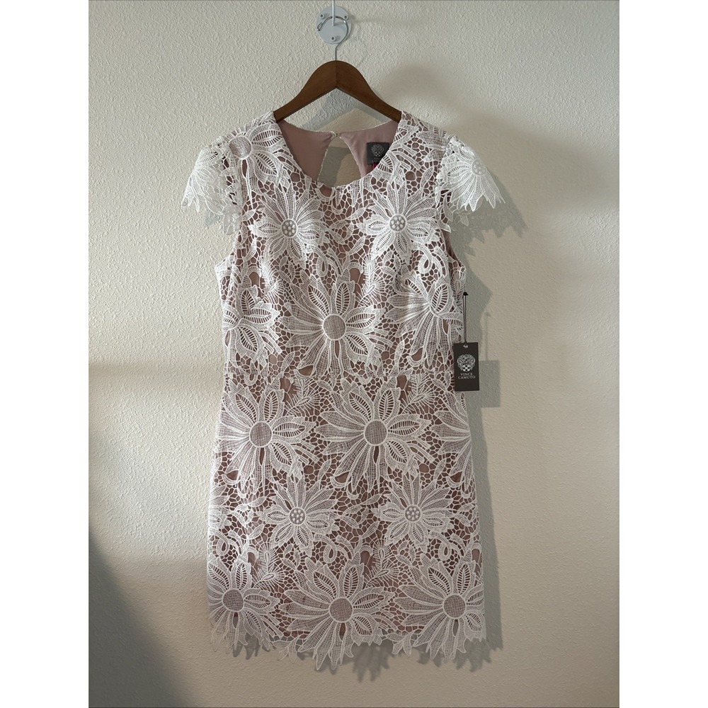 Vince Camuto Floral Lace Cap Sleeve ‎ Dress Size 16 Beachy Boho Bridal New